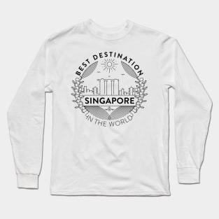 Singapore Minimal Badge Design Long Sleeve T-Shirt
